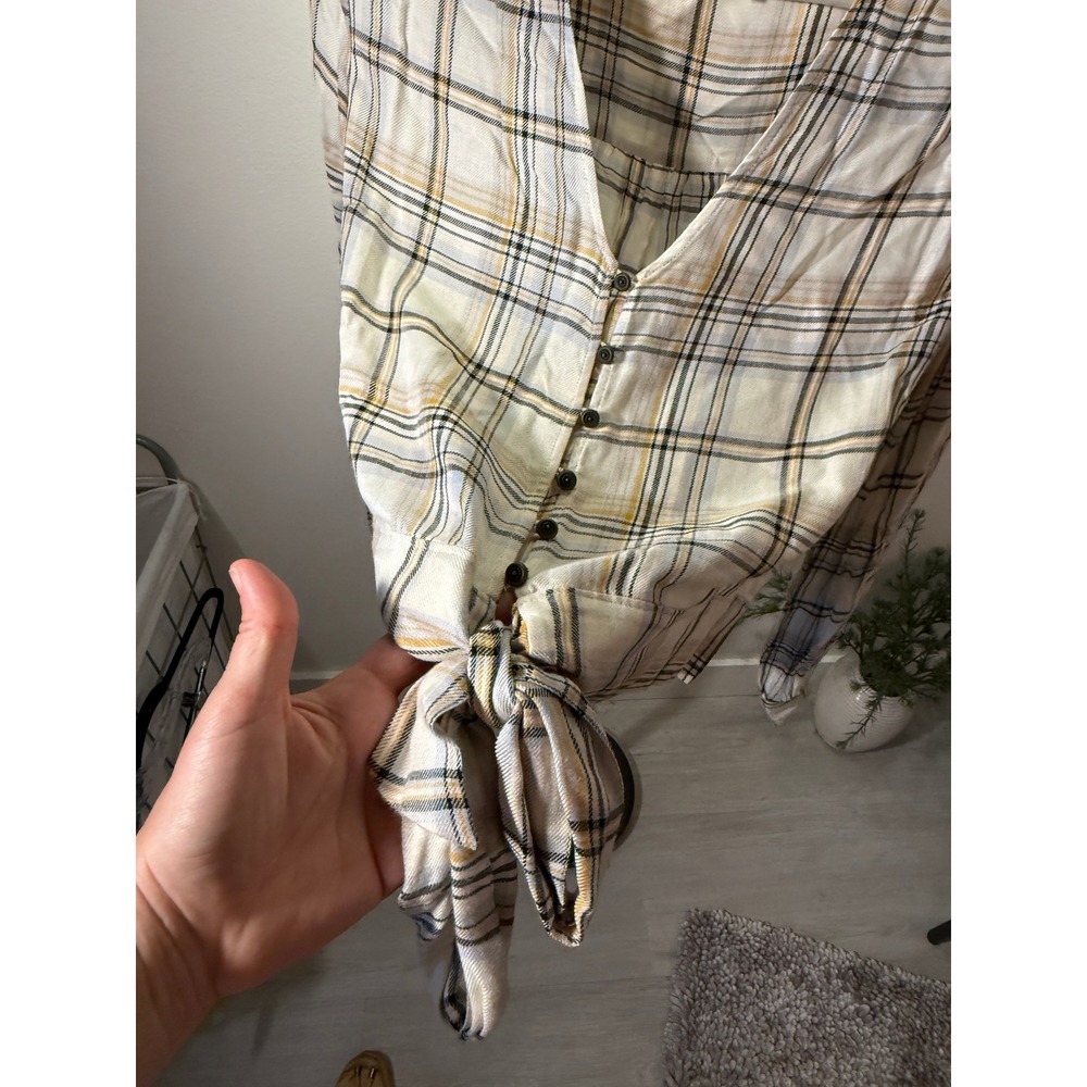 PAIGE tie front annecy MED plaid cute western concert jeans summer top blouse ec - Picture 4 of 8